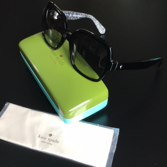 NWT Kate Spade Oversized Black Glitter Sunglasses - Picture 2 of 8
